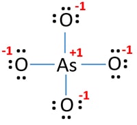 mark charges in arsenic and oxygen atoms in arsenate ion